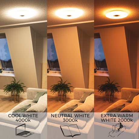 Plafonnier LED VoiceControl de 50 cm avec support pour Google Nest et Amazon Echo Dot – Contrôlable via une application