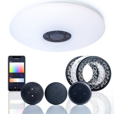 Plafonnier LED VoiceControl de 50 cm avec support pour Google Nest et Amazon Echo Dot – Contrôlable via une application
