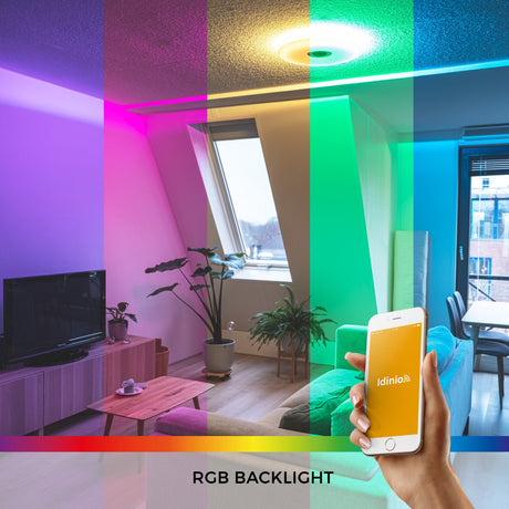 Plafonnier LED VoiceControl de 50 cm avec support pour Google Nest et Amazon Echo Dot – Contrôlable via une application