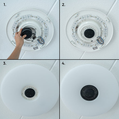 Plafonnier LED VoiceControl de 50 cm avec support pour Google Nest et Amazon Echo Dot – Contrôlable via une application