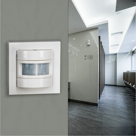 Interrupteur mural avec détecteur de mouvement - 55 x 55 mm encastrable - Compatible avec les LED - Blanc