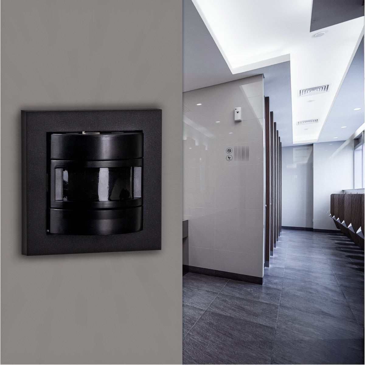 Wandschakelaar met Bewegingssensor - Inbouw 55x55mm - 180° Detectie - Max 500W - Zwart