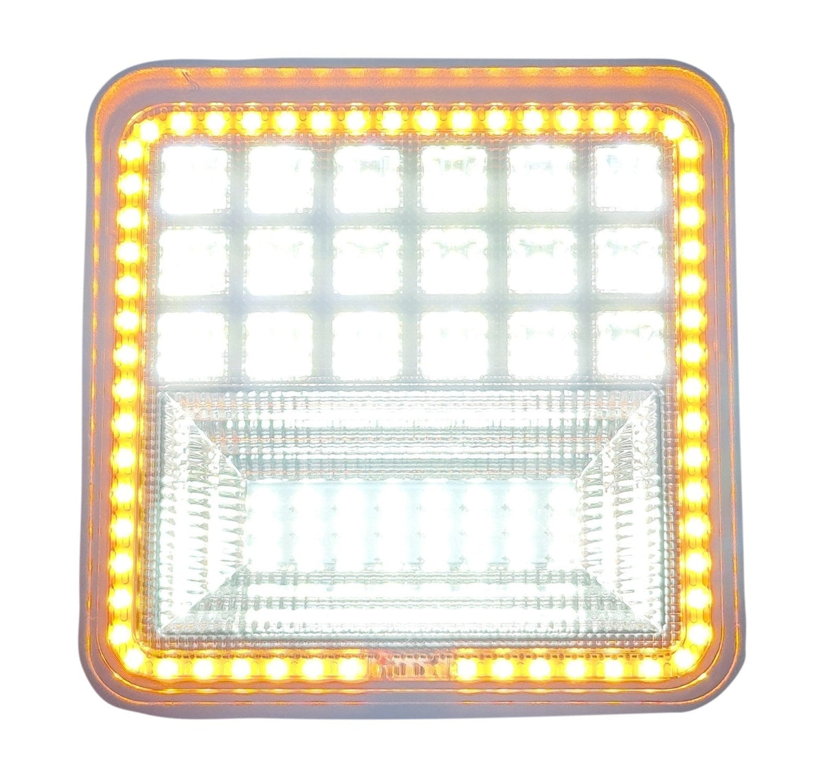 Phare de travail + feu clignotant carré | projecteur LED 42x3=126 W | 10–60 volts | 6000 K + orange| IP67 - LEDPLANET.NL
