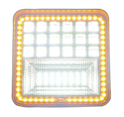 Phare de travail + feu clignotant carré | projecteur LED 42x3=126 W | 10–60 volts | 6000 K + orange| IP67 - LEDPLANET.NL