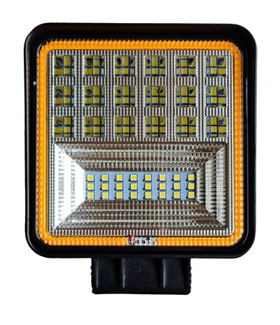 Phare de travail + feu clignotant carré | projecteur LED 42x3=126 W | 10–60 volts | 6000 K + orange| IP67 - LEDPLANET.NL